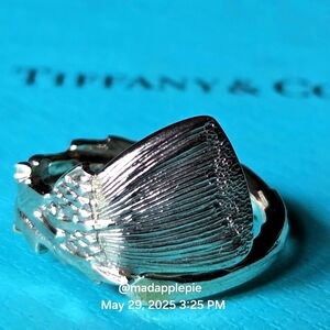 1885 Tiffany & Co. Thistle Spoon Ring In Sterling Silver Designer Floral #35